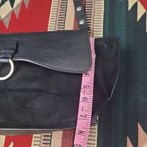 Rebecca Minkoff Medium Keith Satchel Crossbody Bag Black Suede Leather Convertib - Picture 8 of 10